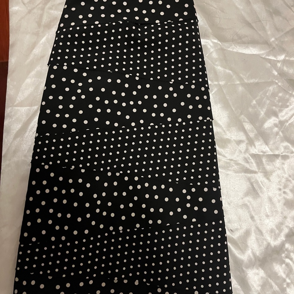 Black and white polka dot “layer” skirt with built in slip lining